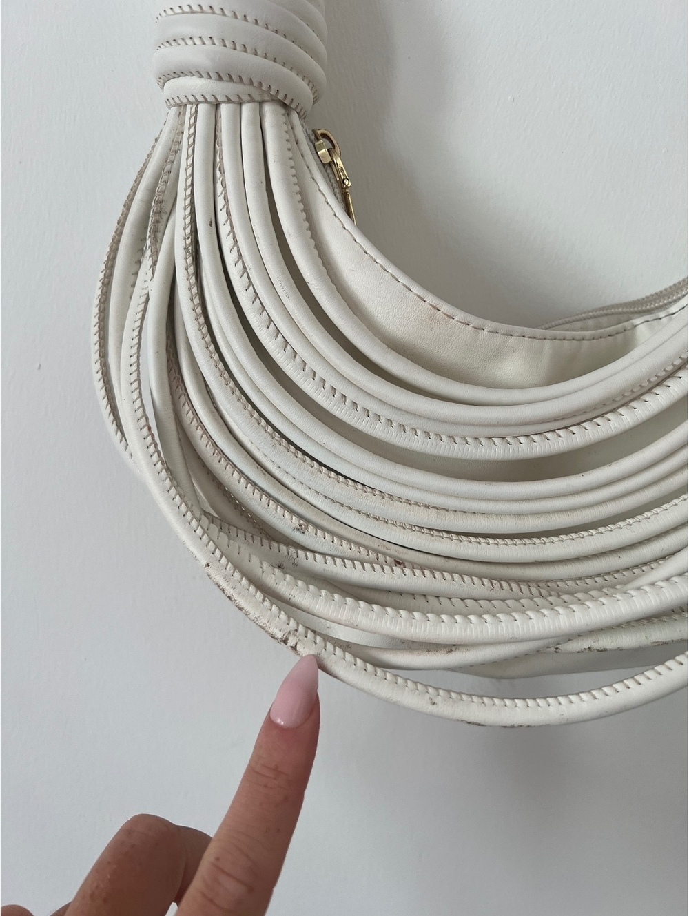 White Ruched Shoulder Bag - Picture 2 of 5